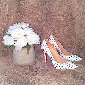 Christian Louboutin Pigalle 100 Multicolored Spiked Pumps